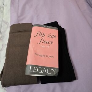 Legacy Flip Side Fleecy Tights 2 Pair - Mocha and Black